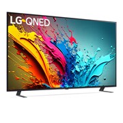 Leicht abgewinkelte Seitenansicht des LG QNED TV, QNED85