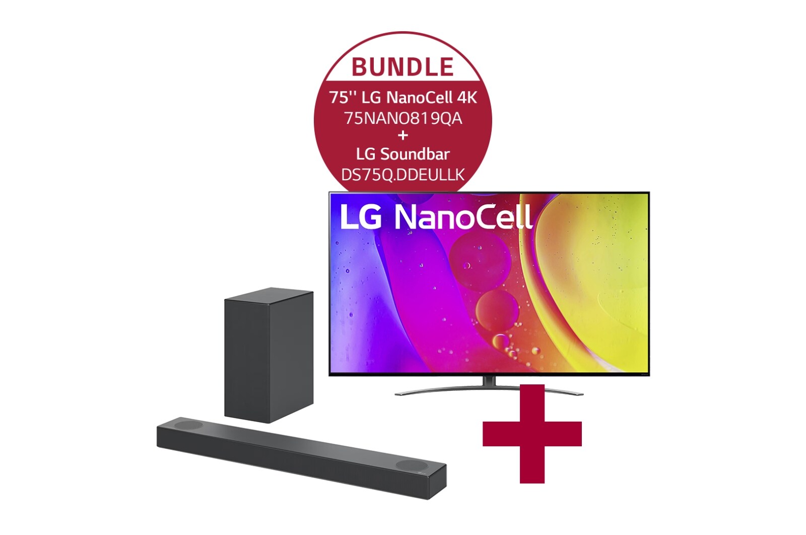 LG 75NANO819QA 75'' LG NanoCell 4K TV NANO81 & DS75Q 3.1.2 Dolby Atmos® Soundbar mit 380 Watt | kabelloser Subwoofer, 75NANO819QA.DS75Q