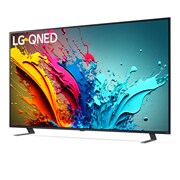 Leicht abgewinkelte Seitenansicht des LG QNED TV, QNED85