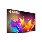 Leicht abgewinkelte Seitenansicht des LG QNED TV, QNED85