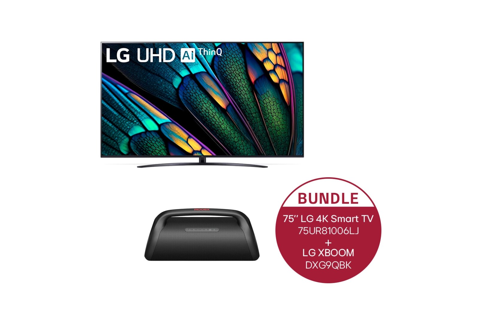 LG 75" LG 4K Smart UHD TV UR81 & LG XBOOM Go DXG9Q, 75UR81006LJ.DXG9QBK