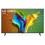 Ansicht der Vorderseite des LG QNED TV, QNED89 mit Text LG QNED und 2024 auf dem Bildschirm