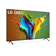 Leicht abgewinkelte Seitenansicht des LG QNED TV, QNED89