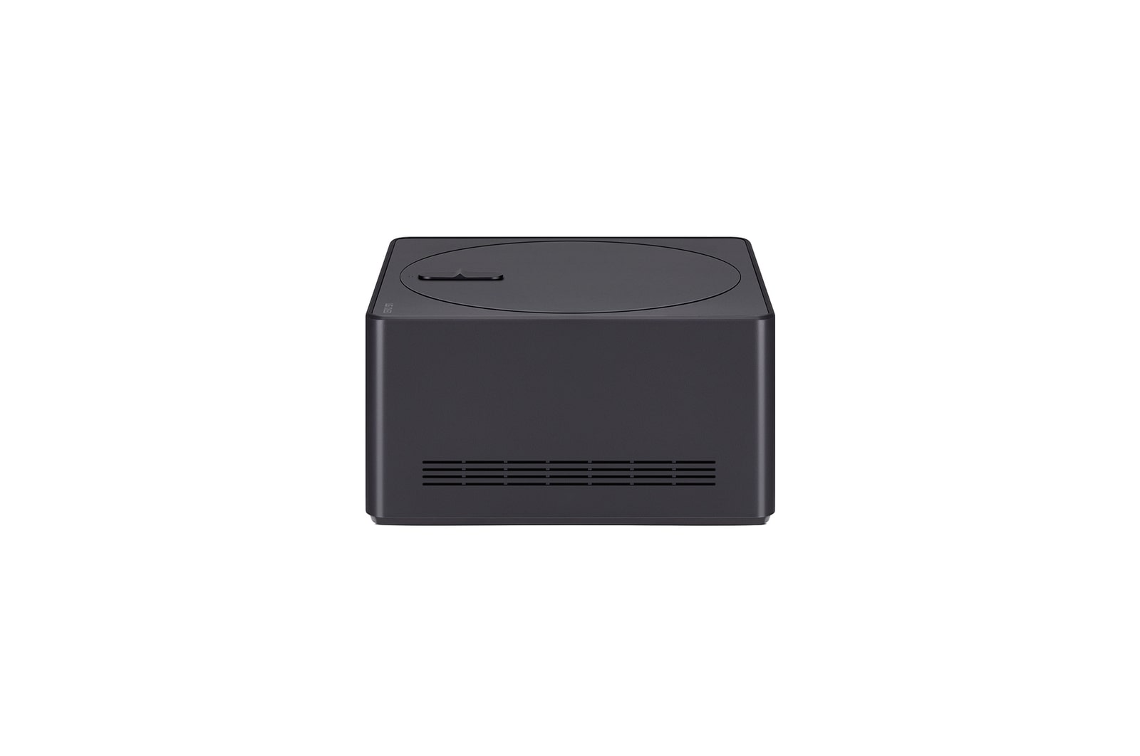 Leicht angewinkelte Nahaufnahme der Zero Connect Box mit dem LG OLED-Logo an der Kante