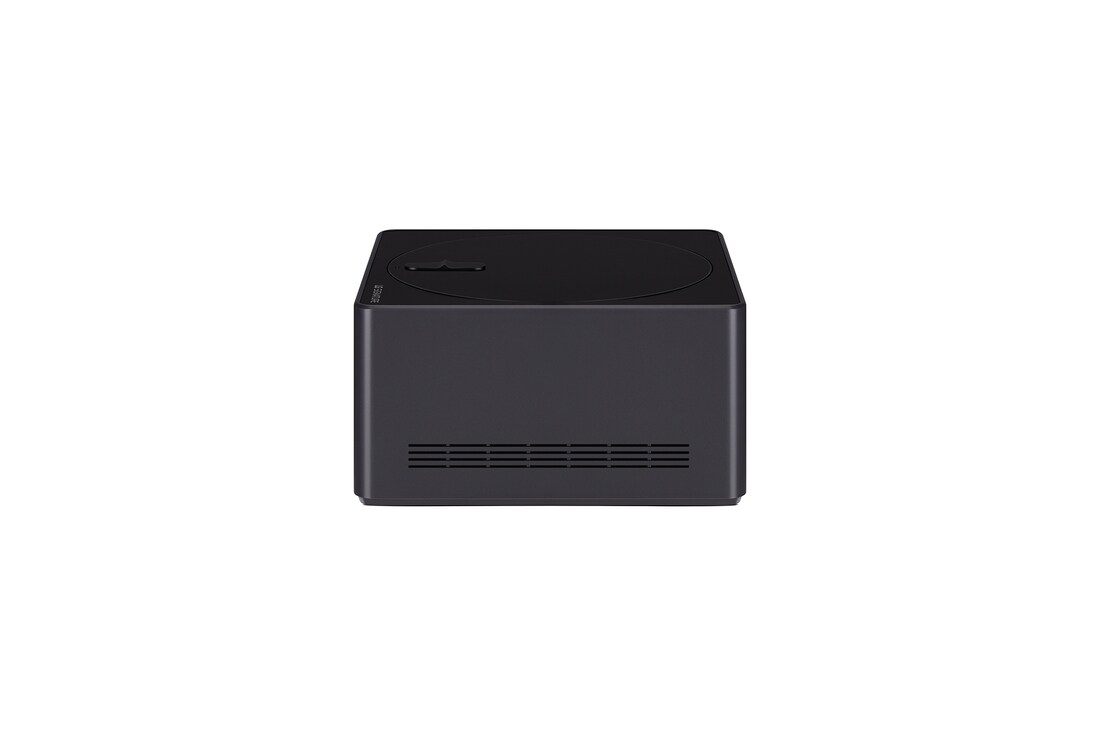 Leicht angewinkelte Nahaufnahme der Zero Connect Box mit dem LG OLED-Logo an der Kante