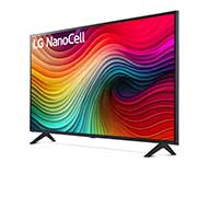 Leicht abgewinkelte Seitenansicht des LG NanoCell-Fernsehers, NANO80