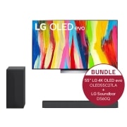 LG 55'' LG 4K OLED evo TV C2 OLED55C27LA & DS60Q 2.1 Dolby Atmos® Soundbar mit 300 Watt | kabelloser Subwoofer, OLED55C27LA.DS60Q