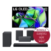 LG 55'' LG 4K OLED evo TV C3 & 3.1.3 Dolby Atmos® Soundbar mit 400 Watt | kabelloser Subwoofer & 2.0 Rücklautsprecher mit 140 Watt | Kompatibel mit Soundbars DS90QY und DS80QY | Wireless-Anbindung, OLED55C37LA.DSC9SPQ