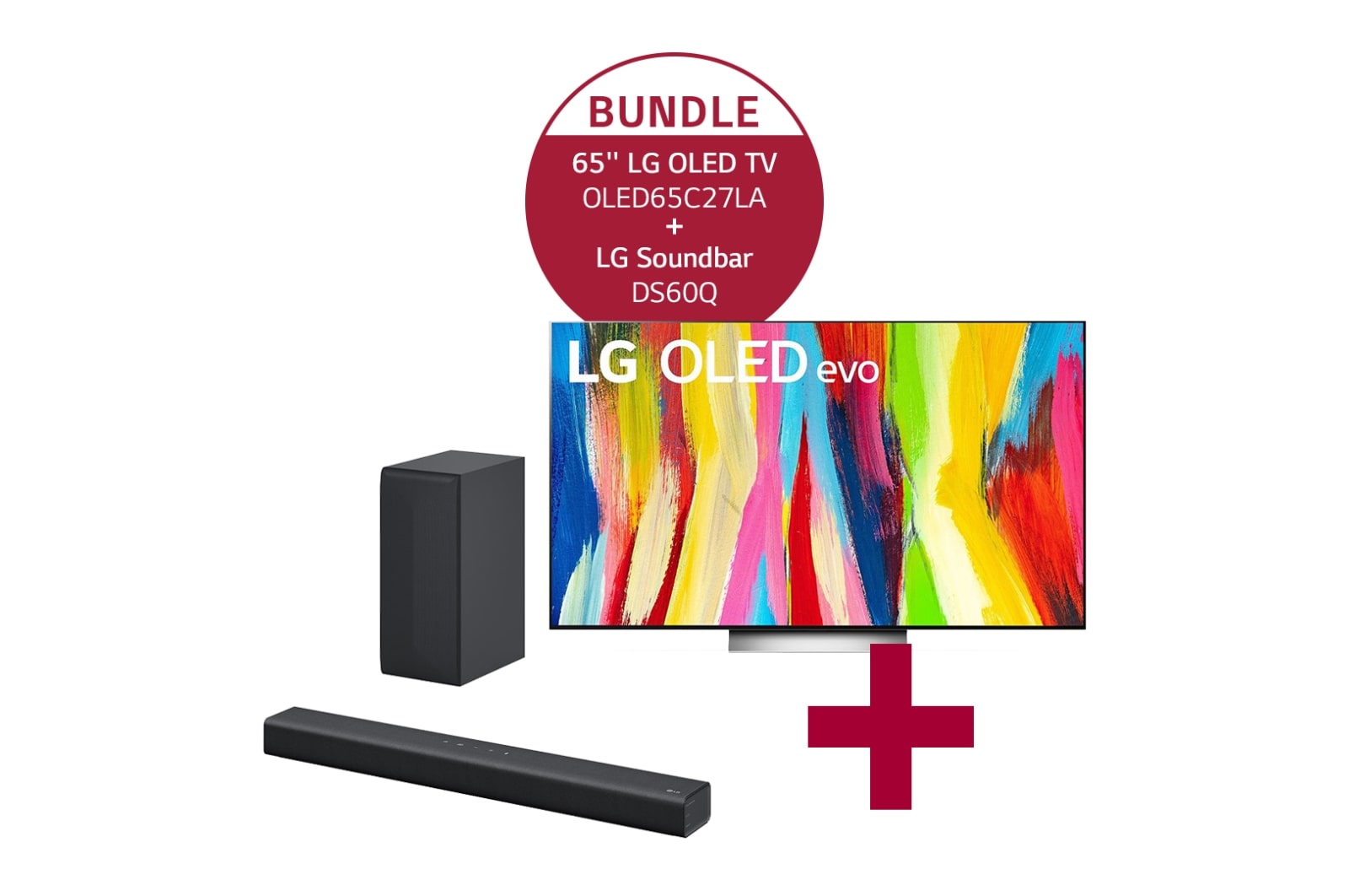 LG 65'' LG 4K OLED evo TV C2 OLED65C27LA und ﻿2.1 Dolby Atmos® Soundbar DS60Q, OLED65C27LA.DS60Q