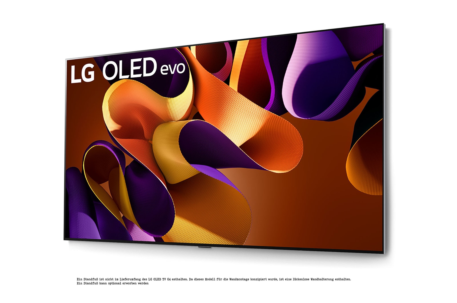 Right-facing side view of LG OLED evo TV, OLED G4 on the wall