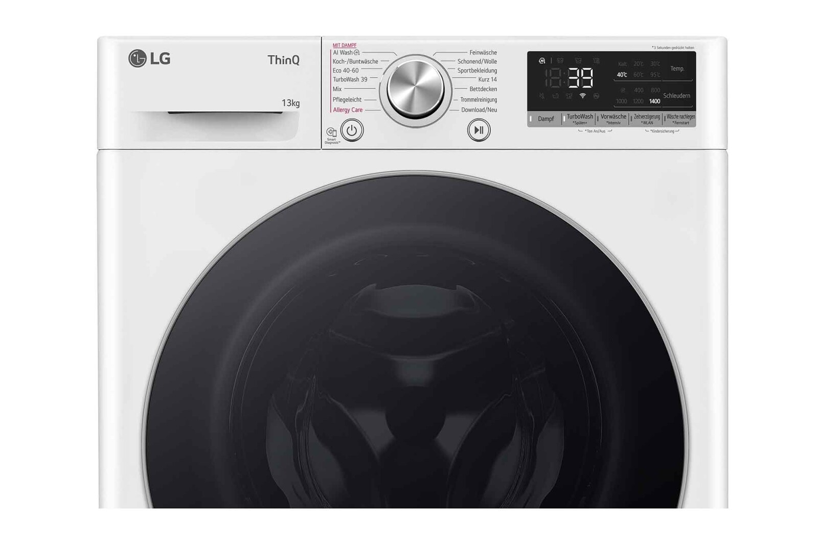 LG Waschmaschine Weiß (A-20%*, 13 kg, 1.360 U./Min.) mit AI DD® & TurboWash®360° | F4WR7031, F4WR7031