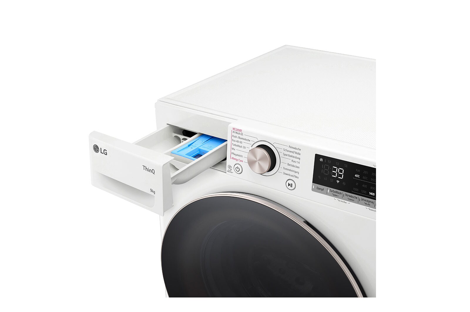 LG Waschmaschine Weiß (A-10%*, 9 kg, 1.360 U./Min.) mit AI DD® & TurboWash®360° | F4WR709G, F4WR709G