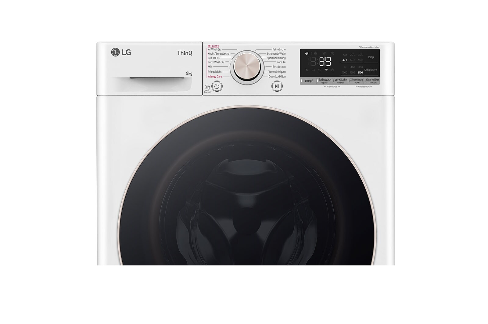 LG Waschmaschine Weiß (A-10%*, 9 kg, 1.360 U./Min.) mit AI DD® & TurboWash®360° | F4WR709G, F4WR709G