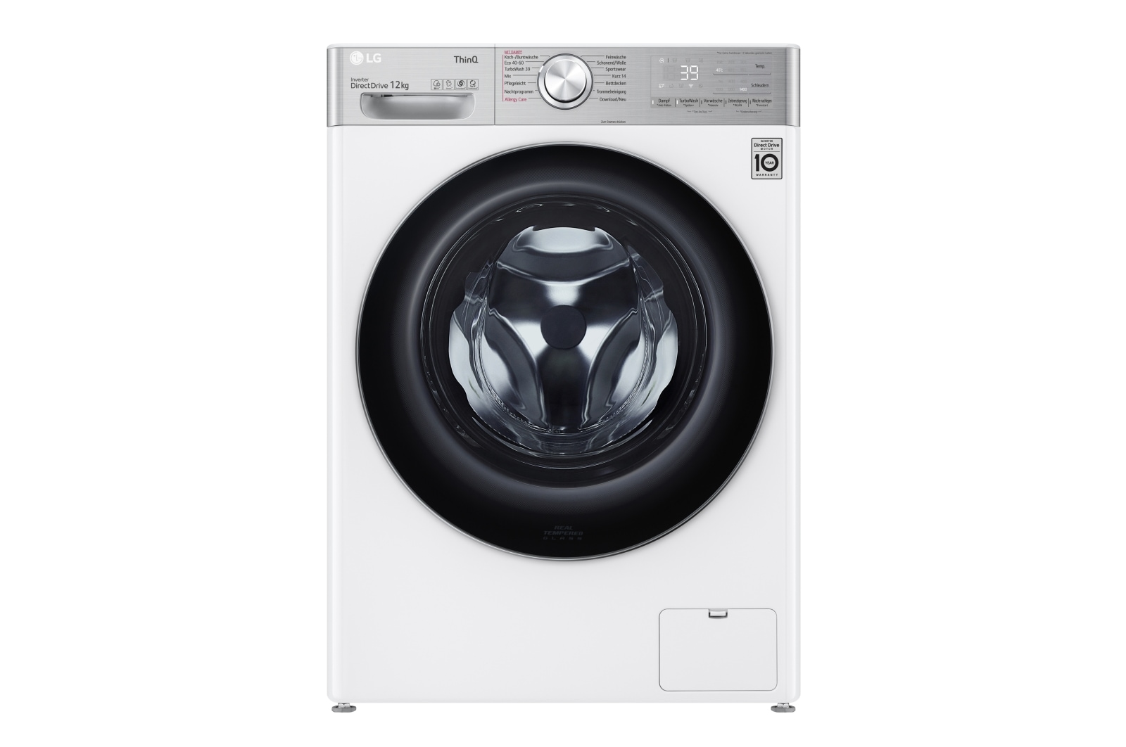 LG Waschmaschine mit AI DD®  | 12 kg | Energieeffizienzklasse A | 1.400 U./Min. | AI DD®  | Steam | TurboWash® 360° | Wäsche nachlegen | Neue Wohlfühl-Trommel | ThinQ®, F4WV912P2