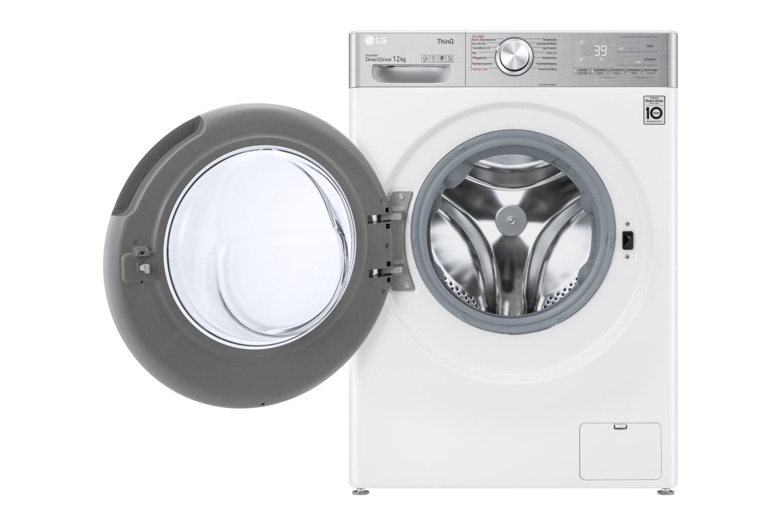 LG Waschmaschine mit AI DD®  | 12 kg | Energieeffizienzklasse A | 1.400 U./Min. | AI DD®  | Steam | TurboWash® 360° | Wäsche nachlegen | Neue Wohlfühl-Trommel | ThinQ®, F4WV912P2