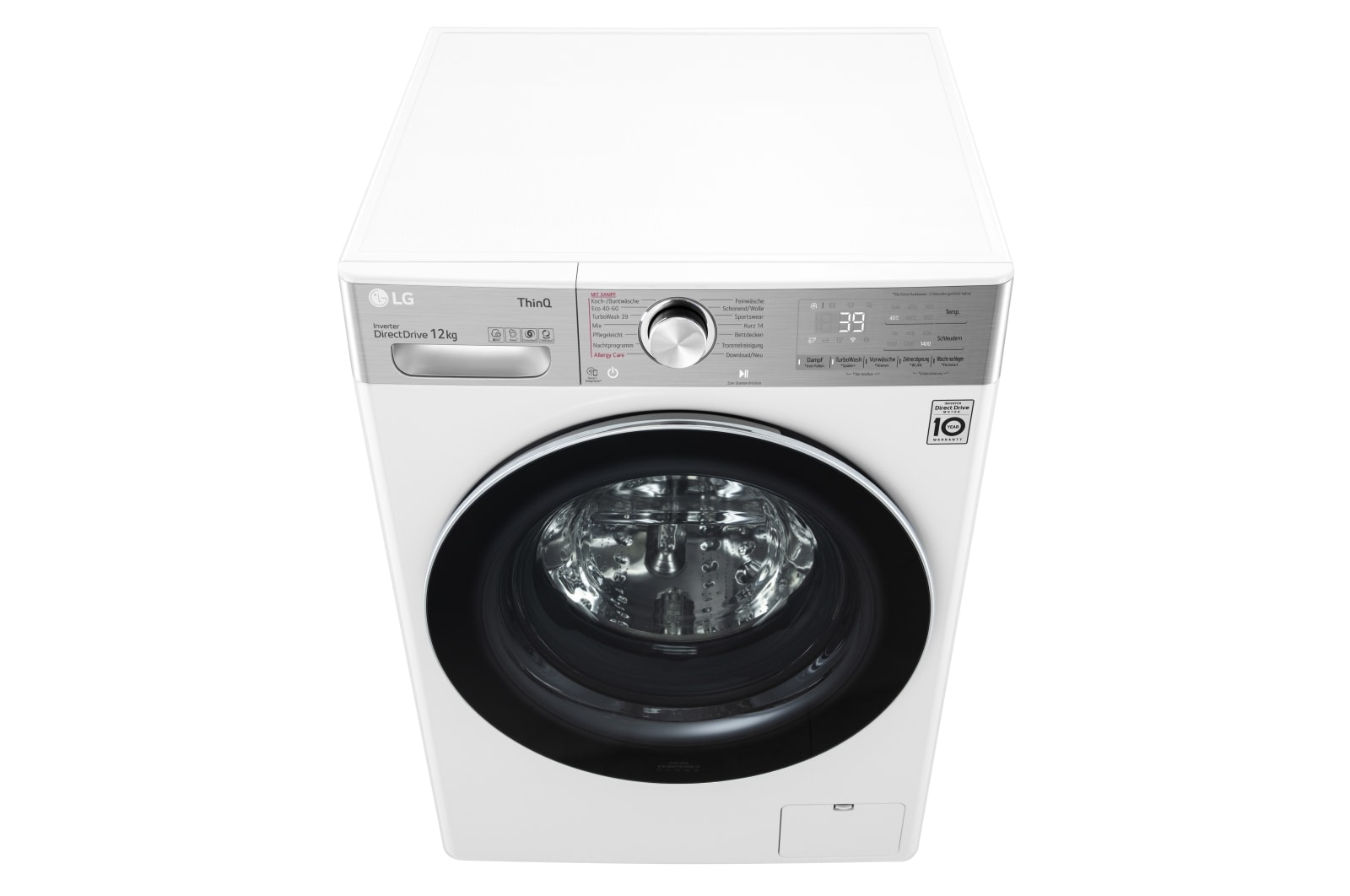 LG Waschmaschine mit AI DD®  | 12 kg | Energieeffizienzklasse A | 1.400 U./Min. | AI DD®  | Steam | TurboWash® 360° | Wäsche nachlegen | Neue Wohlfühl-Trommel | ThinQ®, F4WV912P2