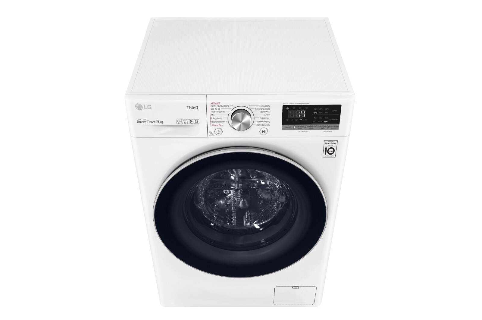 LG Waschmaschine Weiß (A, 9 kg, 1.560 U./Min.) mit AI DD® & TurboWash®360° | F6WV709P1, F6WV709P1