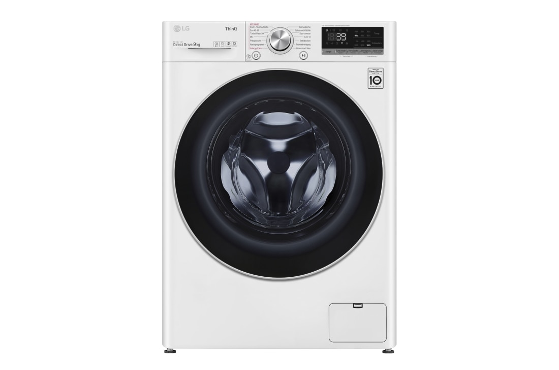 LG Waschmaschine Weiß (A, 9 kg, 1.560 U./Min.) mit AI DD® & TurboWash®360° | F6WV709P1, F6WV709P1