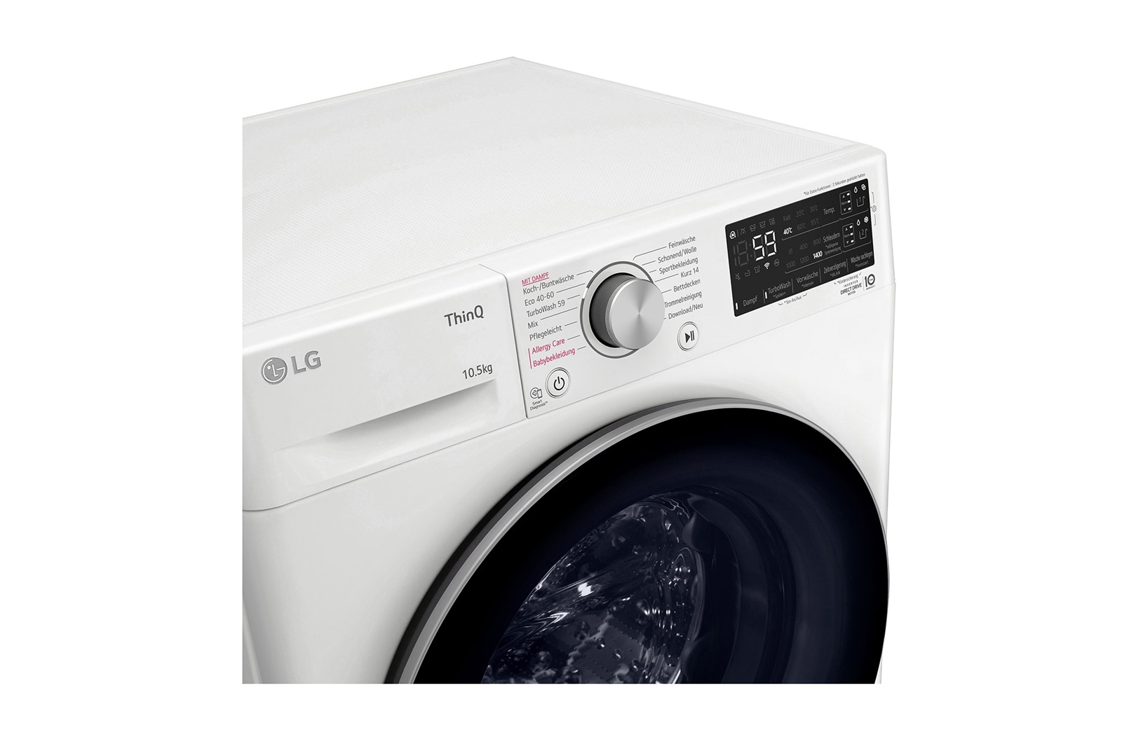 LG Waschmaschine mit 10,5 kg Kapazität | Energieeffizienzklasse A | 1.400 U./Min. | Weiß | F4WV75X1, F4WV75X1