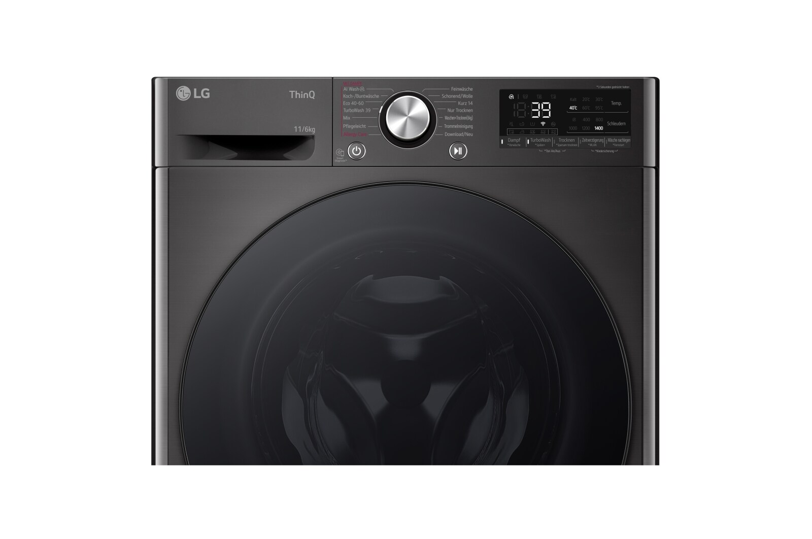 LG  Waschtrockner Schwarz (D/A, 11 kg / 6 kg, 1.360 U./Min.) mit Steam & TurboWash® 360° | W4WR70E6YB, W4WR70E6YB