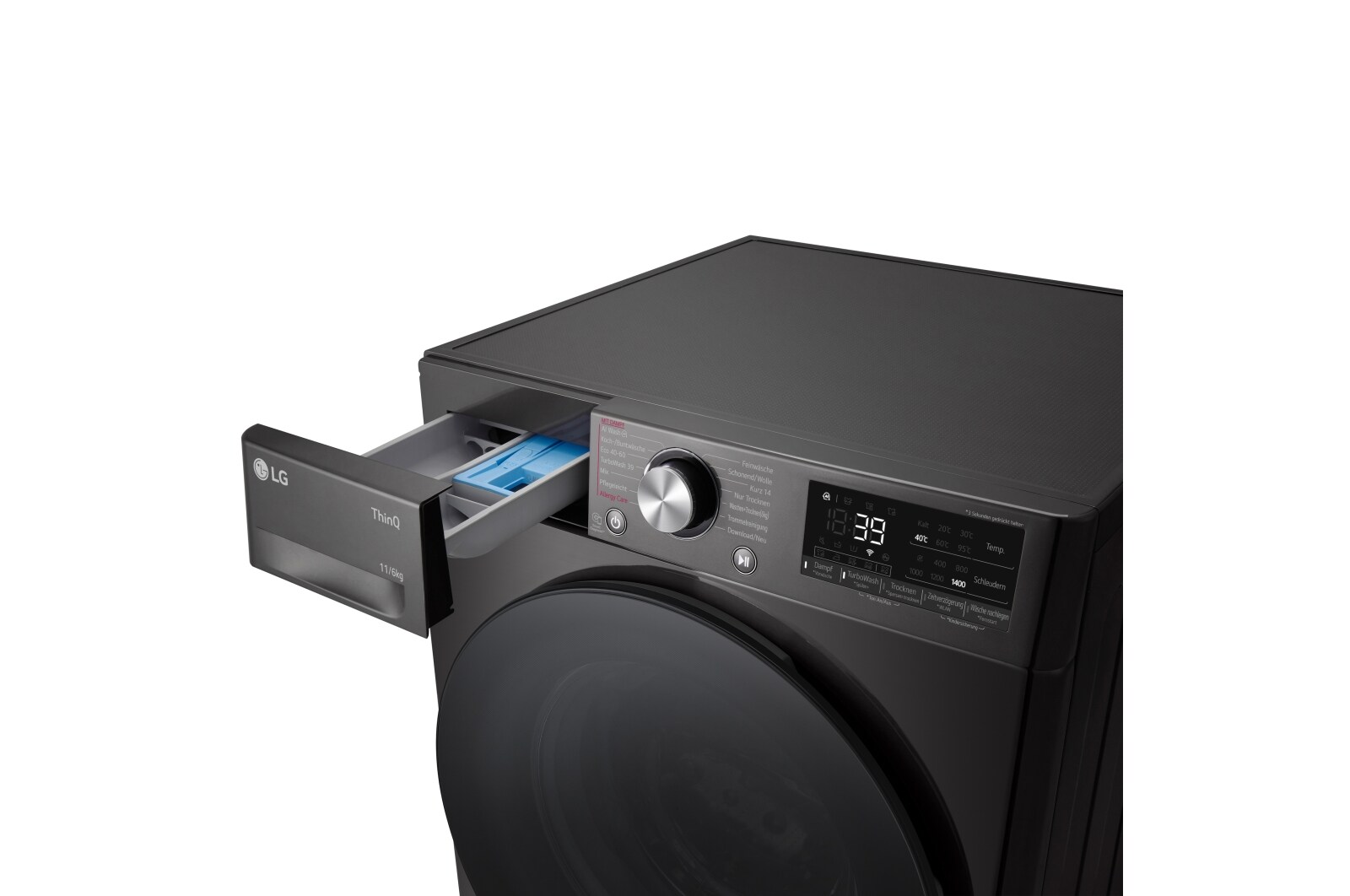 LG  Waschtrockner Schwarz (D/A, 11 kg / 6 kg, 1.360 U./Min.) mit Steam & TurboWash® 360° | W4WR70E6YB, W4WR70E6YB