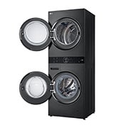 LG WashTower Schwarz (Waschmaschine: A, 12kg, 1350 U./Min.; Trockner: A+++/C, 10kg) Waschmaschine & Trockner in einem Gerät I WT1210BBF, WT1210BBF