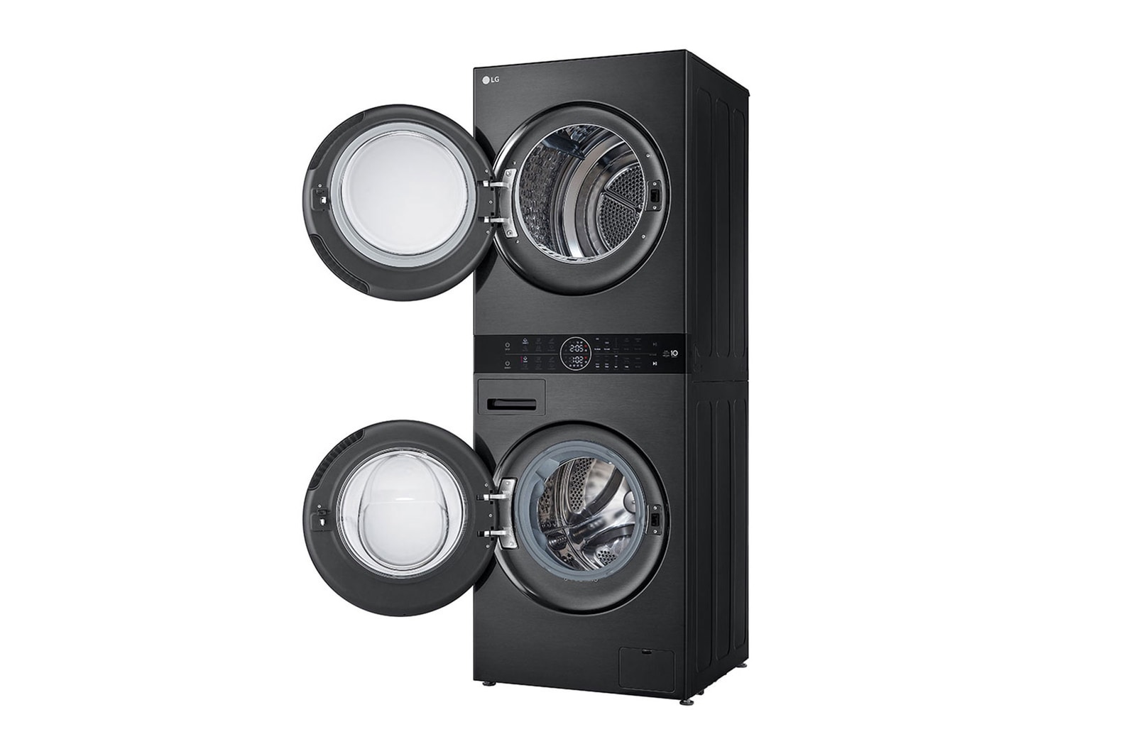 LG WashTower Schwarz (Waschmaschine: A, 12kg, 1350 U./Min.; Trockner: A+++/C, 10kg) Waschmaschine & Trockner in einem Gerät I WT1210BBF, WT1210BBF