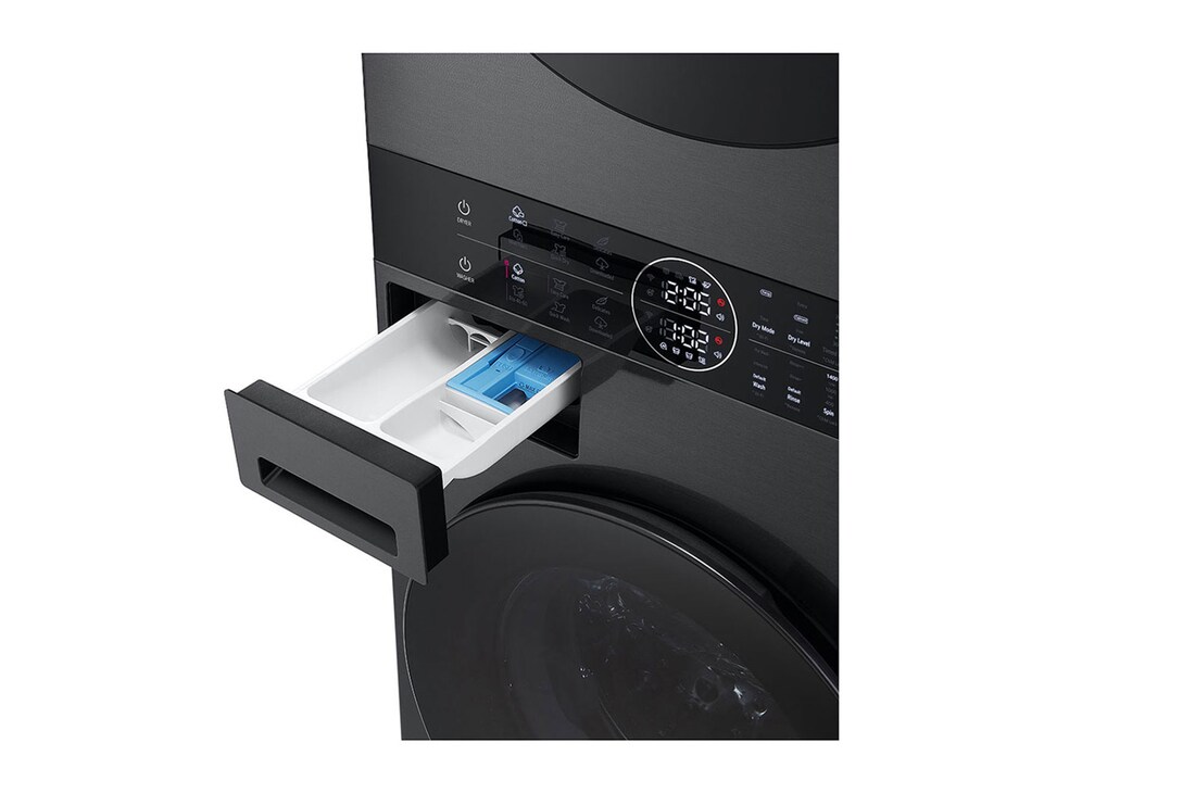 LG WashTower Schwarz (Waschmaschine: A, 12kg, 1350 U./Min.; Trockner: A+++/C, 10kg) Waschmaschine & Trockner in einem Gerät I WT1210BBF, WT1210BBF