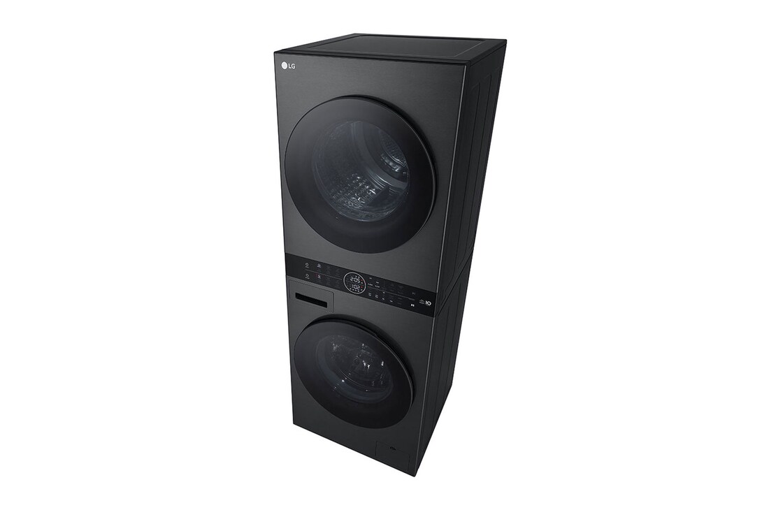 LG WashTower Schwarz (Waschmaschine: A, 12kg, 1350 U./Min.; Trockner: A+++/C, 10kg) Waschmaschine & Trockner in einem Gerät I WT1210BBF, WT1210BBF