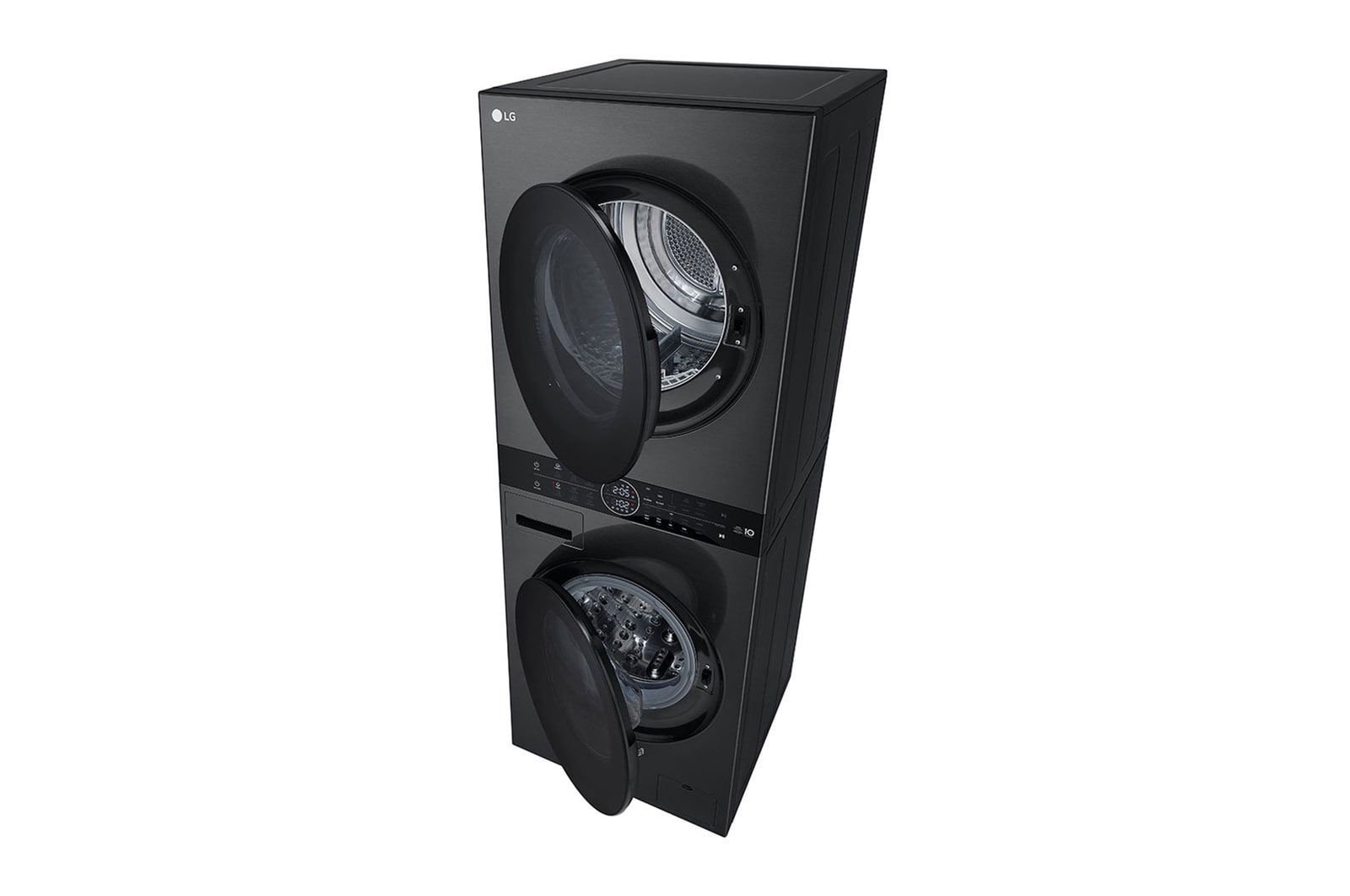 LG WashTower Schwarz (Waschmaschine: A, 12kg, 1350 U./Min.; Trockner: A+++/C, 10kg) Waschmaschine & Trockner in einem Gerät I WT1210BBF, WT1210BBF