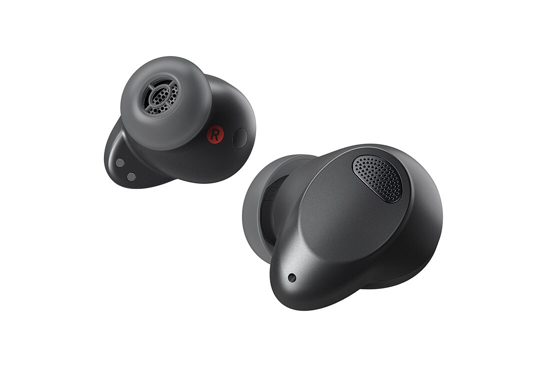 An aerial view of the open cradle, showing light coming out through the earbuds inside.