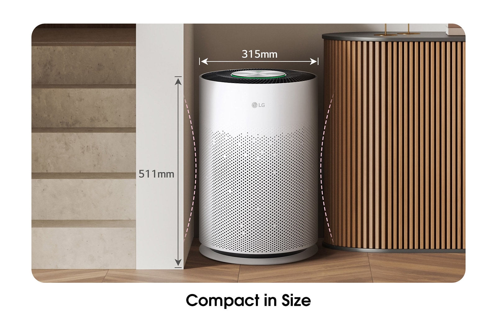 LG PuriCare 360 HIT with 62 m² coverage, 6-step filtration, PM 1.0 sensor, 360° purification, AS60GHWG0