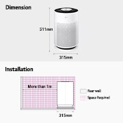 LG PuriCare 360 HIT with 62 m² coverage, 6-step filtration, PM 1.0 sensor, 360° purification, AS60GHWG0
