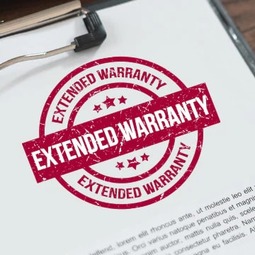 Image of paper with extended warranty stamp.