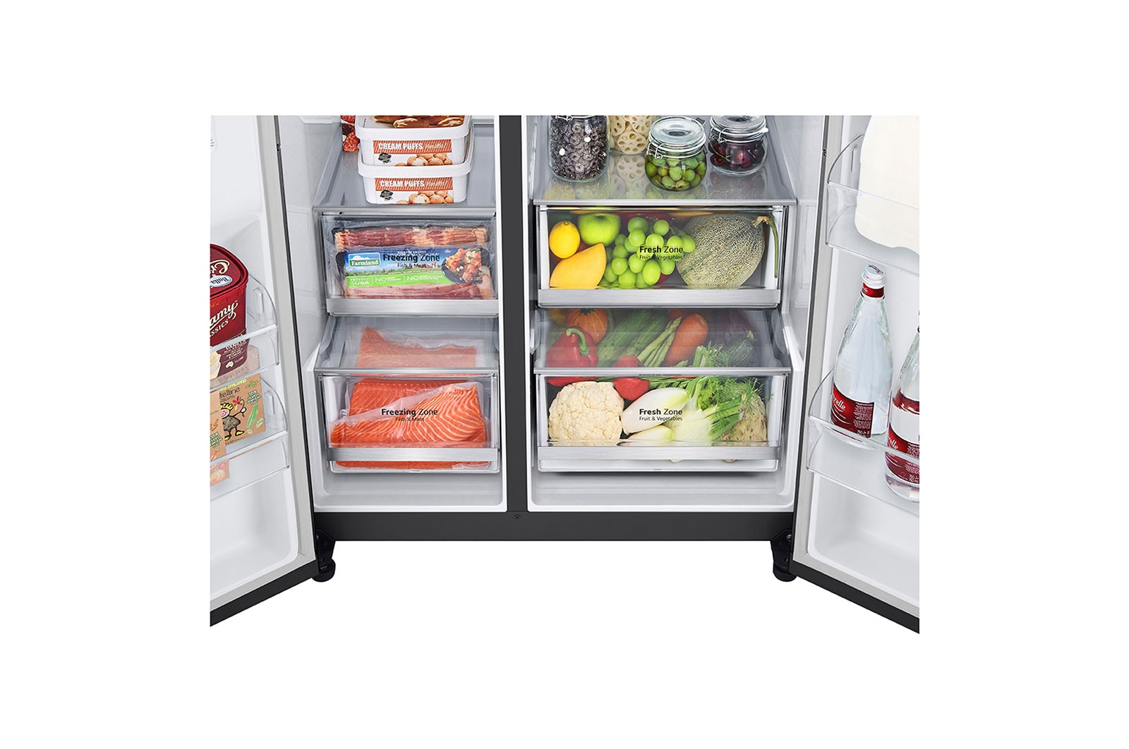 LG InstaView Refrigerator, 635 L, Cubic Feet 22, Smart Inverter Compressor™, Door Cooling™, LINEAR Cooling™, ThinQ™,  Mattle Black, GC-X257CQHS