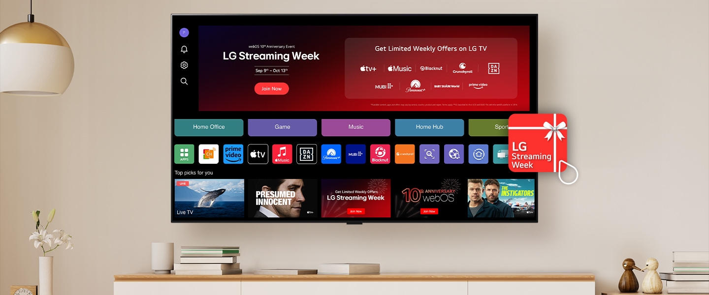 Image of LG Streaming Week app on LG TV, showing how to redeem