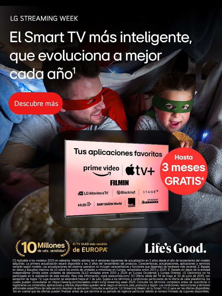 Hay un cuadro rojo con texto sobre el que dice “LG Streaming Week”.