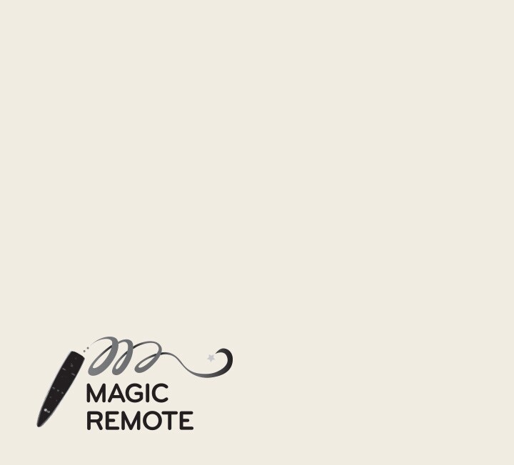 Un logotipo que representa un bolígrafo que escribe y las palabras Magic Remote.