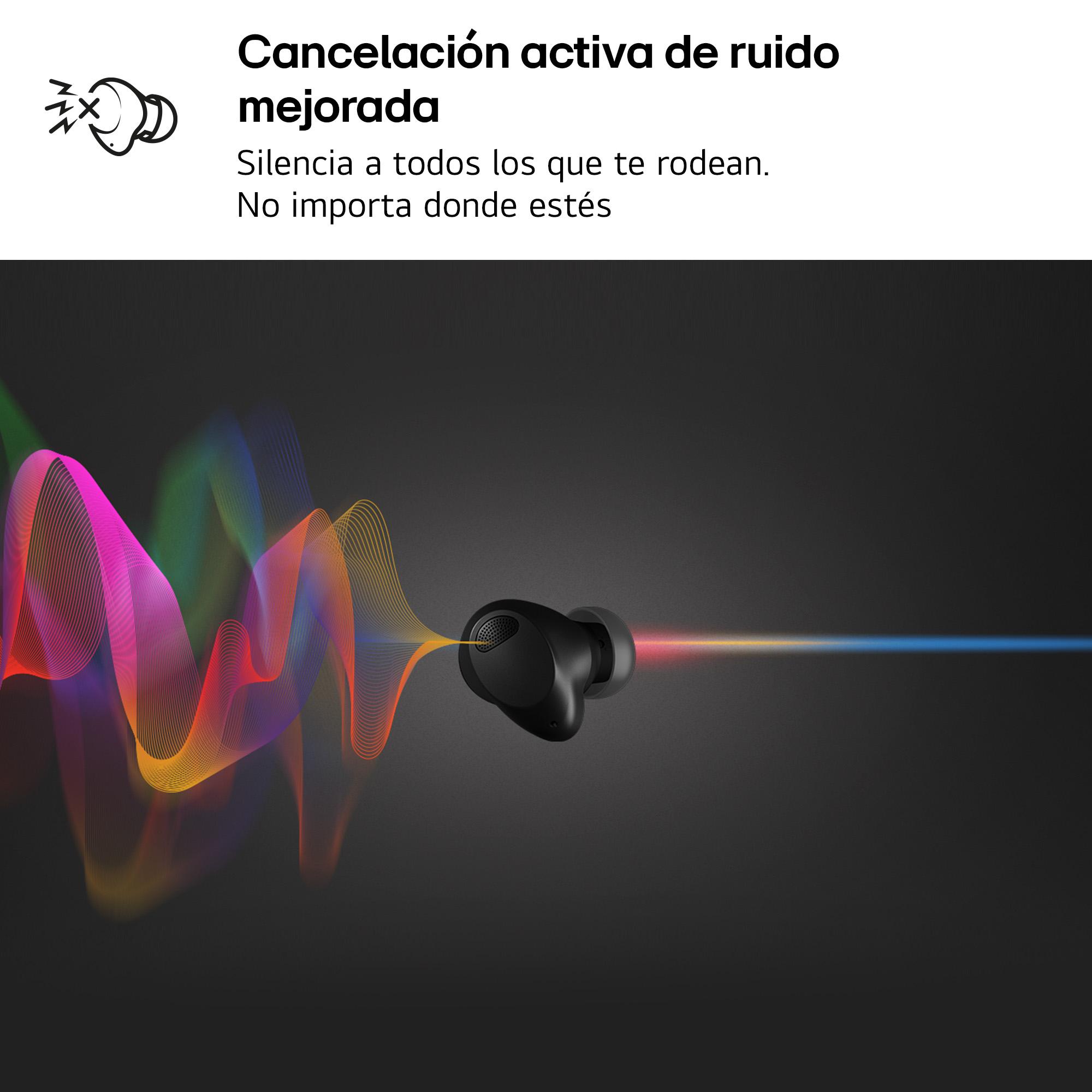 LG TONE Free T90S Auriculares True Wireless con Dolby Atmos, cancelación Activa del Ruido, base de carga con autolimpieza UVnano elimina el 99,9% de las bacterias, triple micrófono para llamadas en la oficina o el teletrabajo, modos conversación privada y sonido ambiente, TONE-T90S.AEUSLBK