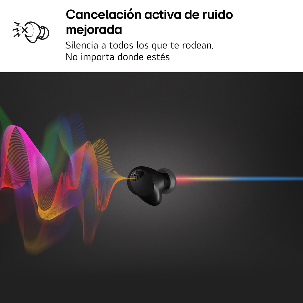 LG TONE Free T90S - auriculares inalámbricos, bluetooth, Dolby Atmos, cancelación de ruido, hasta 36h batería, resistencia IPX4, autolimpieza, grafeno, negro, TONE-T90S.AEUSLBK