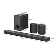 LG Barra de sonido Inteligente LG S95QR con 810W de potencia, 9.1.5 canales, 5 altavoces Atmos verticales y altavoces traseros incluidos. Sonido envolvente Dolby Atmos, dst:X, IMAX Enhanced, Hi-Res 24bits/96kHz y Meridian Horizon., S95QR