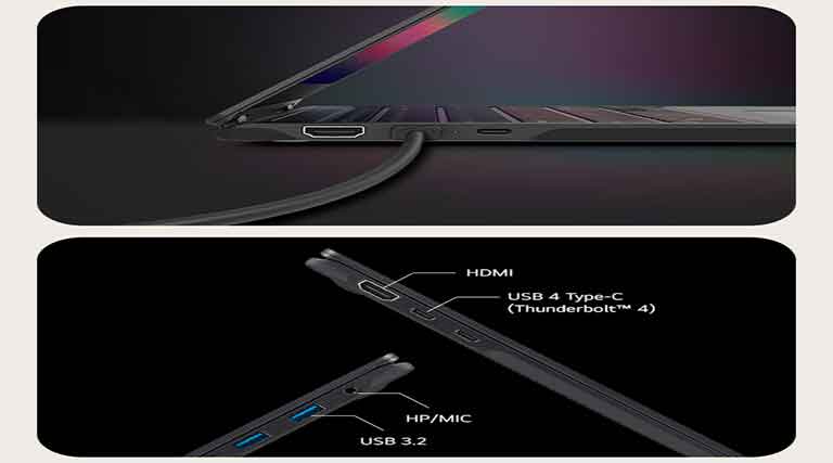 HDMI, USB 4 Type-C (Thunderbolt™ 4), HP/MIC, USB 3.2.