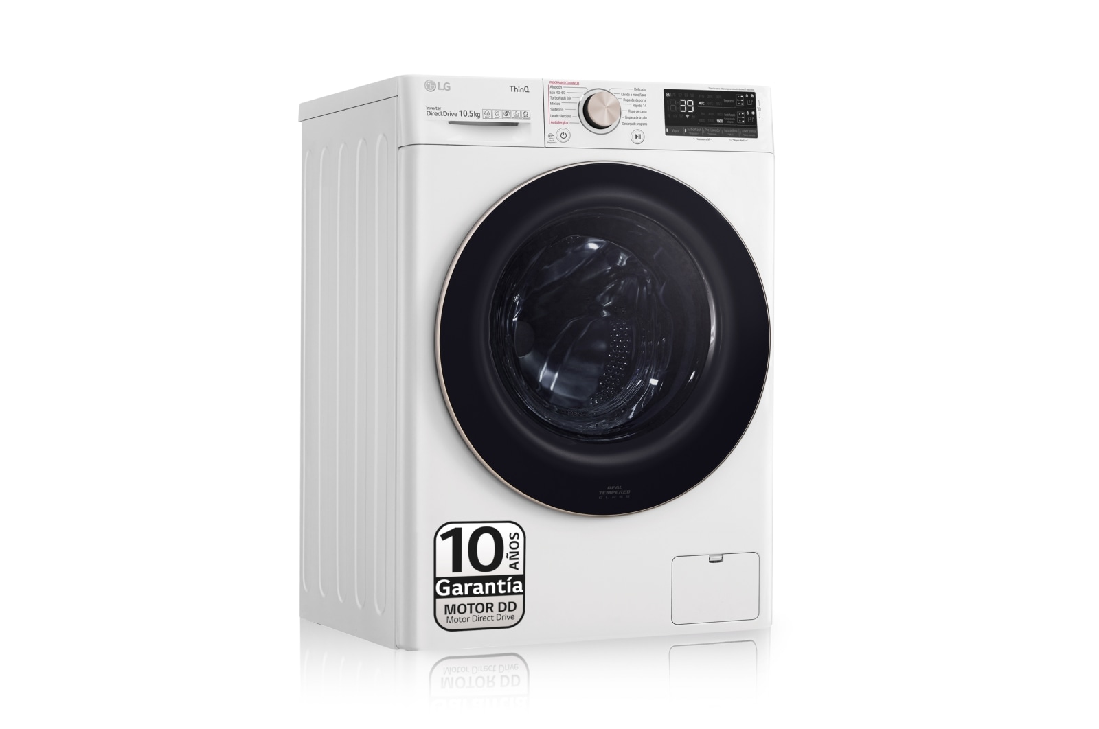 LG Lavadora inteligente  AI Direct Drive TM,<br> TurboWash 360º,  con autodosificación de detergente, 10,5kg, 1600rpm,<br> Clasificación Un 10% más eficiente que  A<br> Blanca, Serie 750, F6WV7510PRW