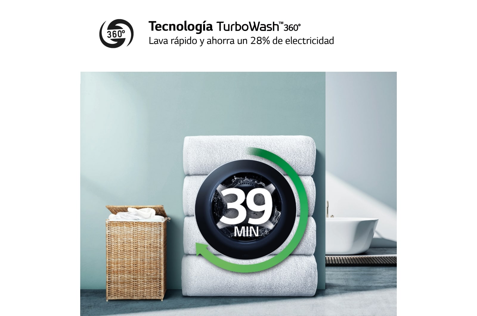 LG Lavadora inteligente  AI Direct Drive TM,<br> TurboWash 360º,  con autodosificación de detergente, 10,5kg, 1600rpm,<br> Clasificación Un 10% más eficiente que  A<br> Blanca, Serie 750, F6WV7510PRW