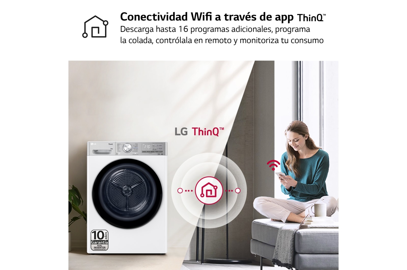LG Secadora 10kg, C, con Bomba de calor Dual Inverter, Blanca , Serie 900, RH10V9AV2WR