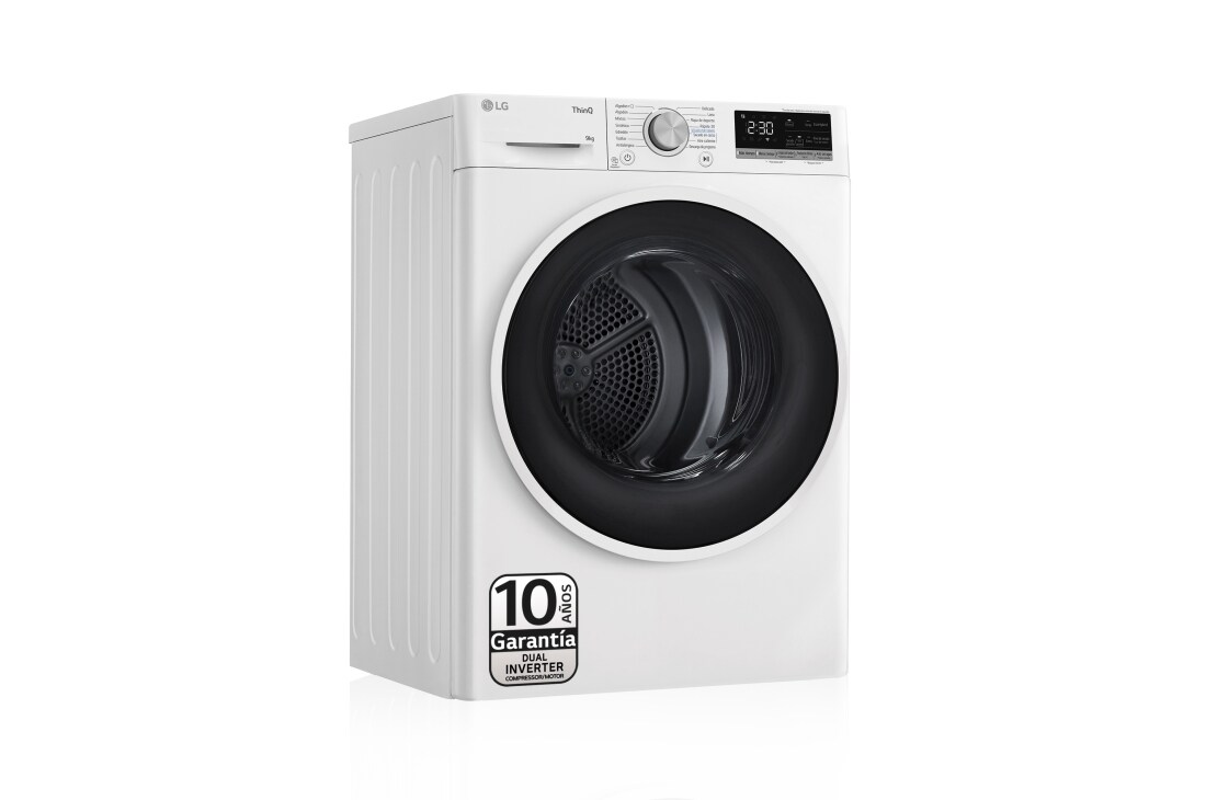 LG Secadora 9kg, C, con Bomba de calor Dual Inverter, Blanca, Serie 500, RH90V5AV6N