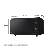 LG Horno Convección Microondas 4 en 1  Smart Inverter, con función freidora de aire,  color Negro 1100W de 39 litros, MJ3965BPS