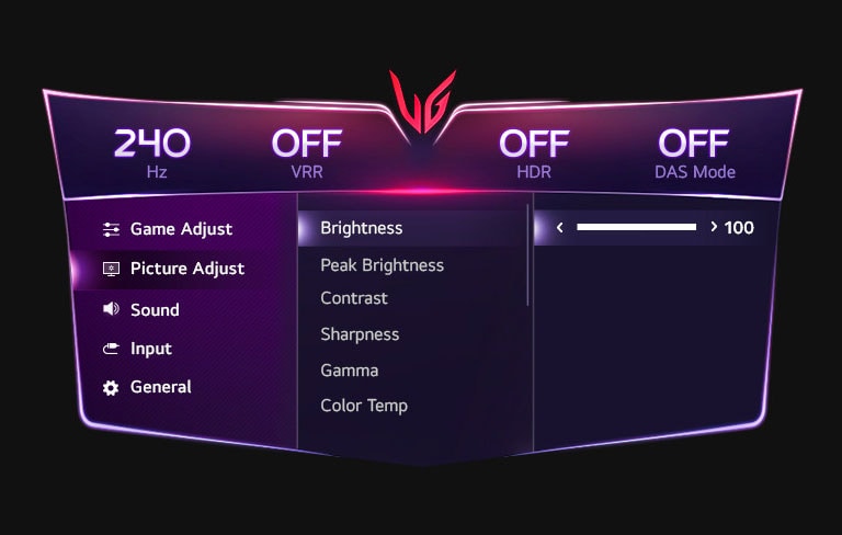 Imagen de configuración GUI del brillo.