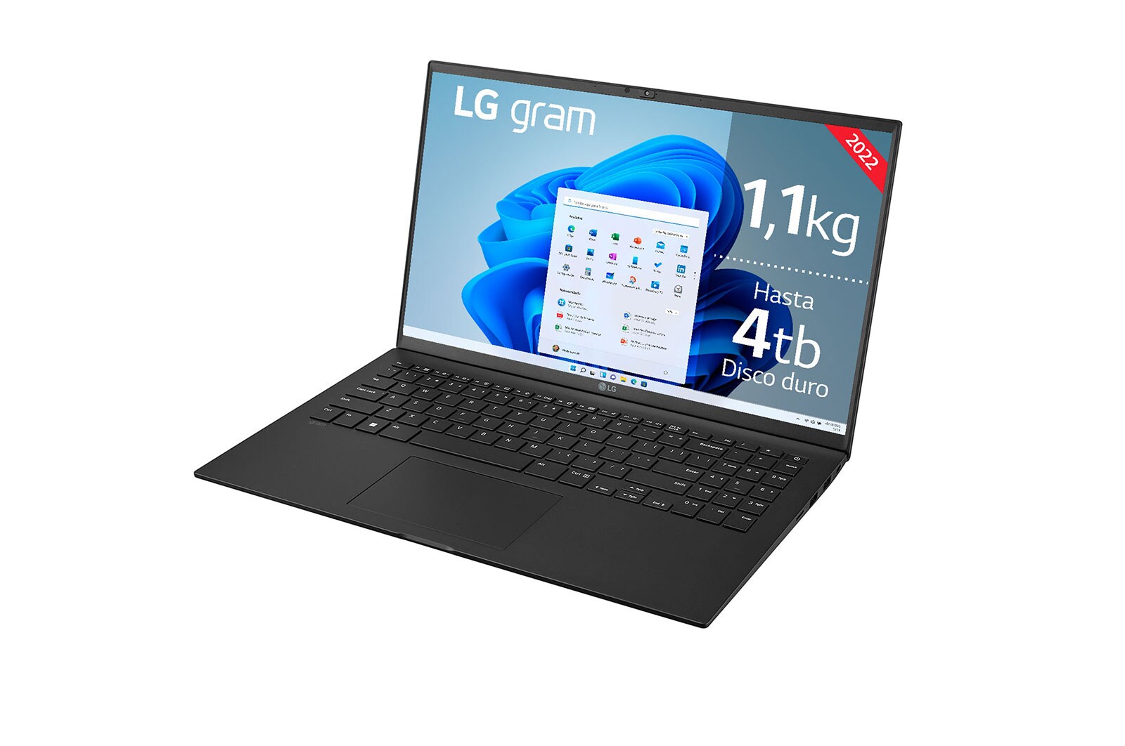 LG gram 15Z90Q Windows 11 Home - Portátil ultraligero de 39,6cm (15") FHD 16:9 IPS (1,1kg, autonomía 13h. Intel EvoTM i7 12ª gen., Iris Xe,  16GB RAM, 512GB SSD NVMe) Negro - Teclado Español, 15Z90Q-GAA75B