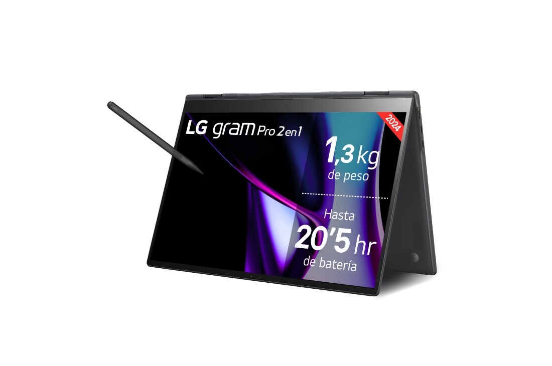 LG gram Pro 2 en 1 de 16 pulgadas Laptop OLED Ligero con Pantalla táctil y 16GB RAM Intel® Core™ Ultra 7 | Windows 11, 512GB SSD, 16T90SP-K.AA75B